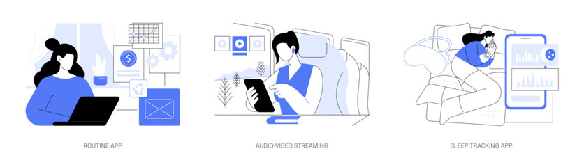 Applications use isolated cartoon vector illustrations se