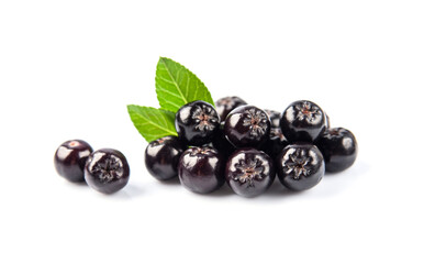 Aronia berries with leaves