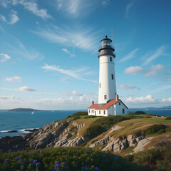 Beautiful view of the Portland Head Lighthouse Cape USA