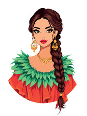 Vsai elegant woman with braided hair and jewelry