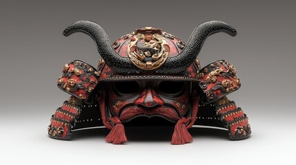 Ornate Japanese Samurai Helmet, Studio Shot
