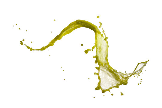 Green matcha splash on white background, studio shot