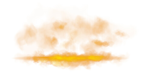 Orange stage with smoke and particle saw light on the floor. Neon light. Empty orange stage and studio room with floating smoke. For product demonstrations. PNG. © Orange Sky