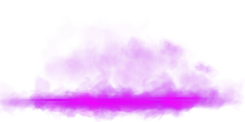 Purple stage with smoke and particle saw light on the floor. Neon light. Empty purple stage and studio room with floating smoke. For product demonstrations. Misty texture overlays background. PNG.