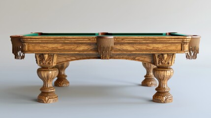 Ornate wooden billiard table in studio setting