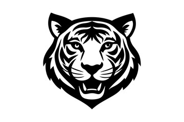 tiger head vector silhouette vector illustration, tiger head logo 