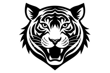 tiger head vector silhouette vector illustration, tiger head logo 