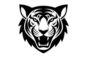 tiger head vector silhouette vector illustration, tiger head logo 