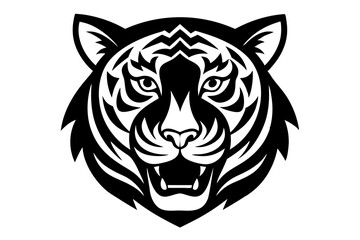 tiger head vector silhouette vector illustration, tiger head logo 