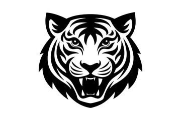 tiger head vector silhouette vector illustration, tiger head logo 