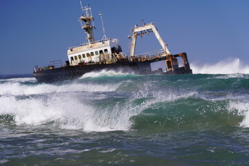 ship wreck in a rough seas