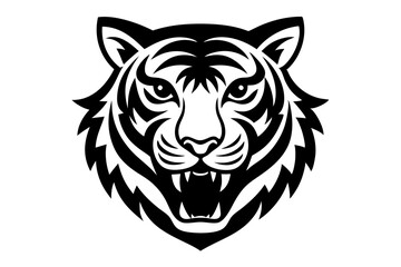 tiger head vector silhouette vector illustration, tiger head logo 