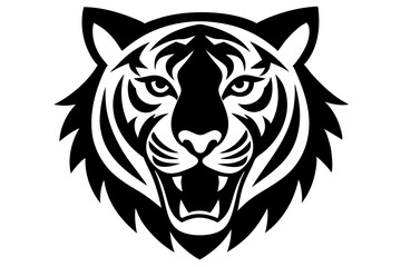 tiger head vector silhouette vector illustration, tiger head logo 