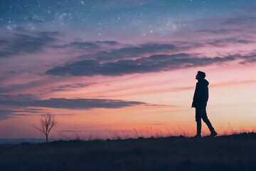 夕日に染まるススキ - 哀愁漂う秋の風景