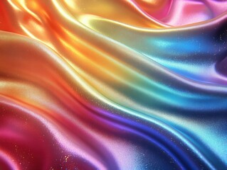 Fototapeta premium A vibrant, flowing fabric with a rainbow gradient and shimmering texture.
