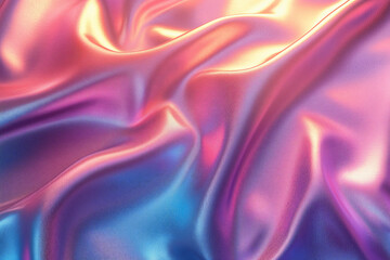 Obraz premium Iridescent Silk Drape: Shimmering silk fabric in pastel hues of pink, purple, and blue, creating an abstract image of flowing, luxurious folds and light reflections. 