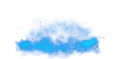 Blue stage with smoke and particle saw light on the floor. Neon light. Empty blue stage and studio room with floating smoke. For product demonstrations. PNG.