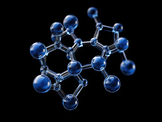 3D Illustration of Blue Molecule Structure