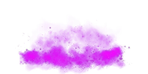 Purple stage with smoke and particle saw light on the floor. Neon light. Empty purple stage and studio room with floating smoke. For product demonstrations. PNG.