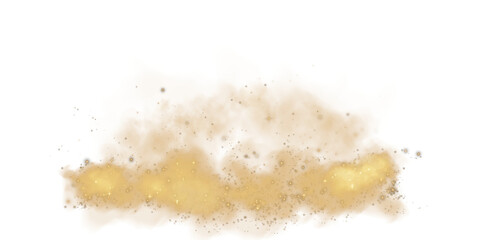 Golden stage with smoke and particle saw light on the floor. Neon light. Empty golden stage and studio room with floating smoke. For product demonstrations. PNG.