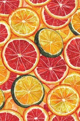 Vibrant Citrus Fruit Slices Background Image