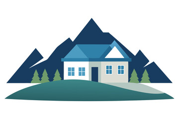 house and mountains