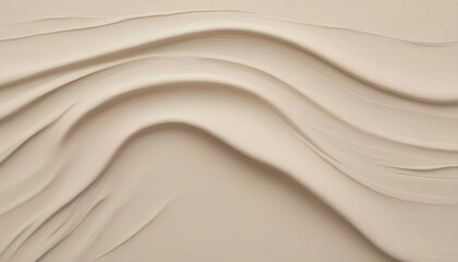 Fototapeta premium Sustancia de color beige cremoso que se extiende sobre una superficie, con texturas suaves y fluidas y sutiles variaciones de espesor. El fondo es de un color suave y neutro que complementa los tonos 