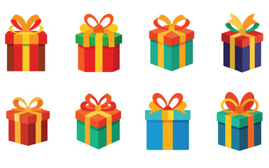 Gift box vector illustration on white background, gift box vector set