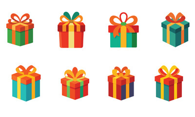 Gift box vector illustration on white background, gift box vector set