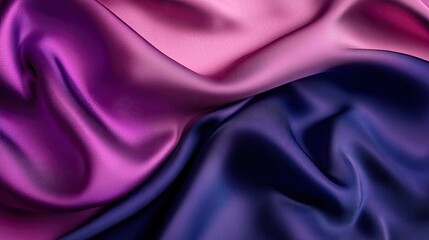 A dynamic wavy silk fabric texture in dark blue, purple, and pink, creating a sensual and elegant abstract background.