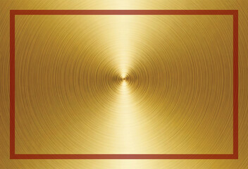 Golden radial gradient circle background with border frame. AI generated polished, brushed gold surface. Copy space and Easy to use for poster, banner or flyer.