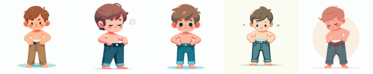 vector set of kids wearing pants