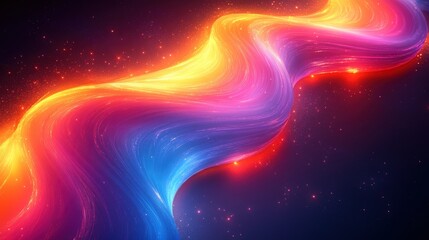 Obraz premium A vibrant, flowing abstract design with colorful waves and sparkles.