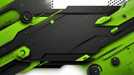 Abstract Green Black Geometric Technology Design