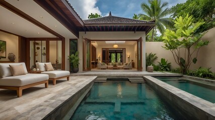 Fototapeta premium Ethereal Synthesis: AI Rainforest Reborn in Glass Domes Under a Quantum Moon