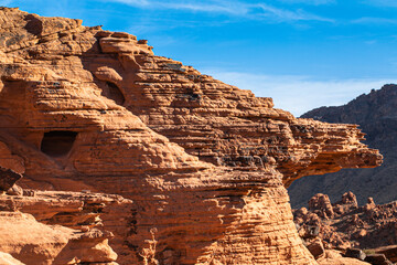 Eroded Red Rock Cliffs in Nevada Desert