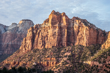 Golden Sunlight on Zion Canyon's Iconic Rock Formations
