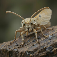 Closeup of the Knot grass moth, Acrobatic ceramicist on a piece of