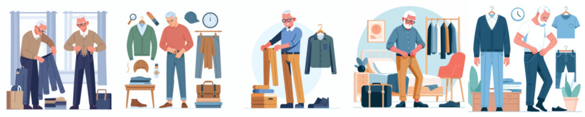 vector set of men wearing clothes