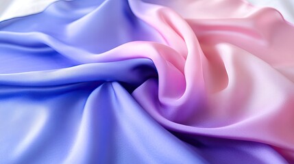 Obraz premium A soft, silky smooth satin fabric with gentle folds and a gradient of deep blue, purple, and pink, perfect for elegant designs.