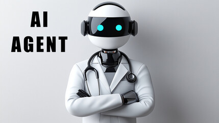 An AI agent doctor in a virtual medical consultation symbolizing autonomy in agentic healthcare during a patient and physician checkup with a personal online assistant who knows medicine