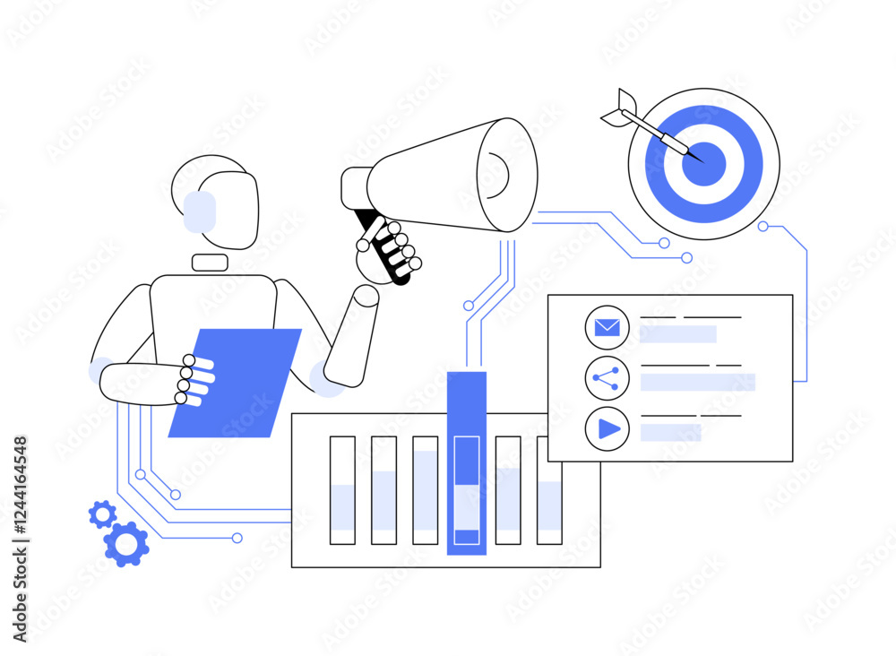 Wall mural ai-driven behavioral targeting abstract concept vector illustration.