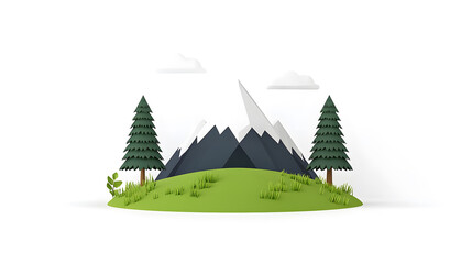 Mountains landscape in digital polygonal style isolated on white background