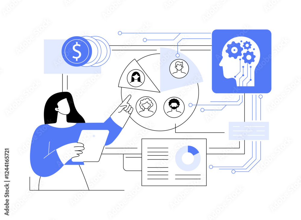 Wall mural ai-powered customer segmentation abstract concept vector illustration.