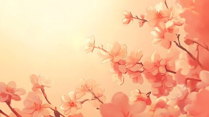Fototapeta premium Soft Pink Cherry Blossom Flowers on Light Background in Spring
