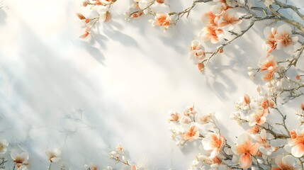 Delicate Blossom Arrangement on Soft Background with Gentle Shadows