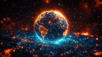 Illuminated Global Network Connections Displayed