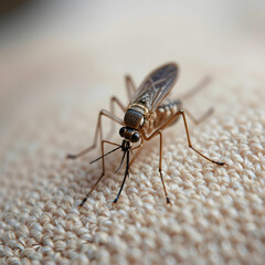 Closeup shot of a mosquito on a soft cloth