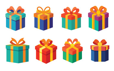 Gift box vector illustration on white background, gift box vector set