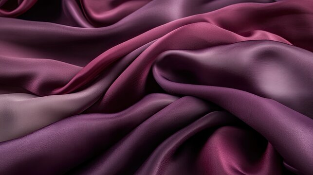 Deep cherry plum and maroon silk satin fabric with flowing drapery folds. An elegant luxury background for branding and design.